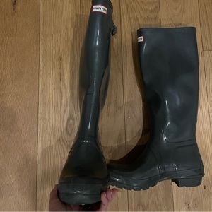 Barely worn gray hunter boots with sock inserts